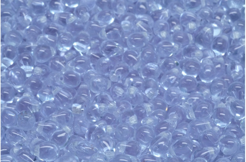 ドロップビーズ、透明ライトアメジスト(20210)、ガラス、チェコ共和国