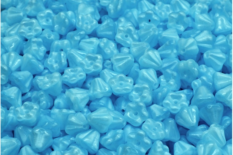 OUTLET 10 grams Bell Flower Beads, 4 x 6 mm, Opal Aqua (61400), Glass, Czech Republic
