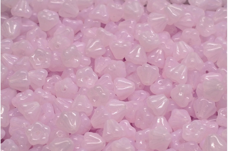 奥特莱斯 10 克铃花珠,4 x 6 毫米,蛋白石粉色 (71400),玻璃,捷克共和国