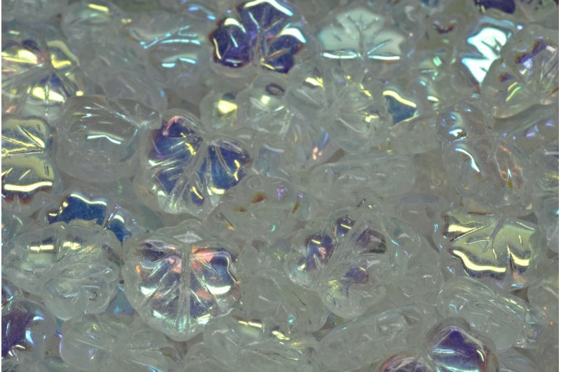 OUTLET 10 grams Maple Leaf Beads, Crystal Ab (00030-28701), Glass, Czech Republic