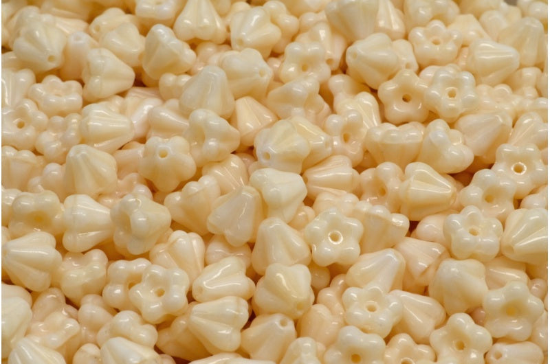 Bell Flower Beads, Beige (07104), Glass, Czech Republic
