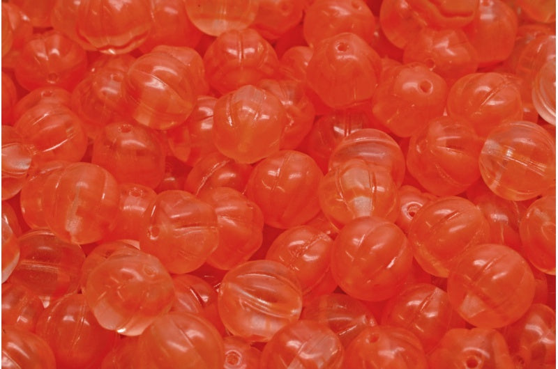 Melon Beads, Orange (96028), Glass, Czech Republic
