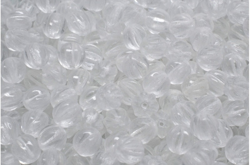 Melon Beads, Crystal (00030), Glass, Czech Republic