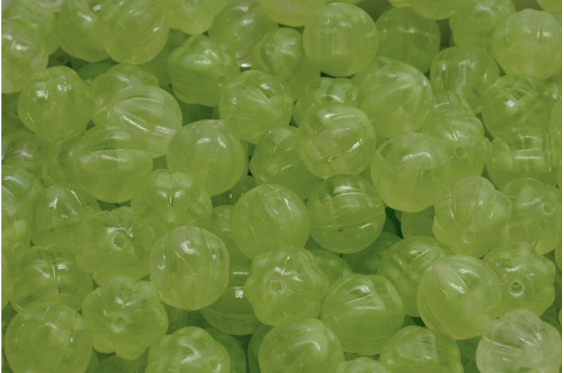 Melon Beads, Opaque Green (56018), Glass, Czech Republic