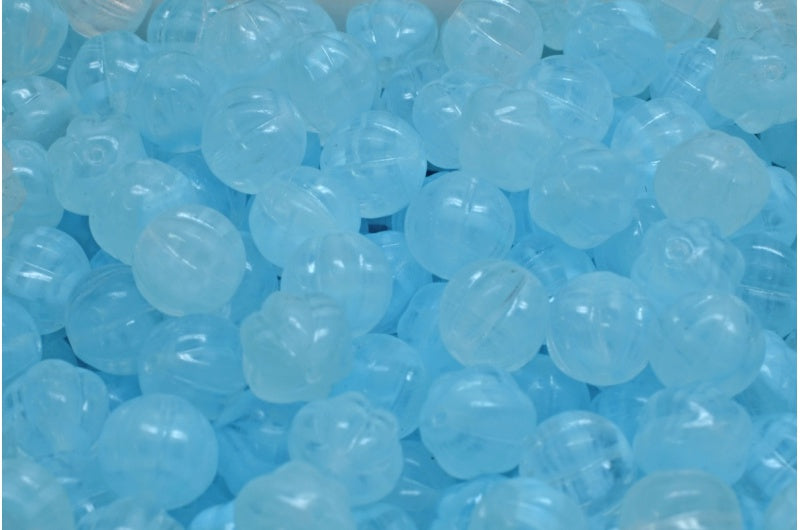 OUTLET 10 grams Melon Beads, 8 x 8 mm, Crystal Blue Mix (66018), Glass, Czech Republic