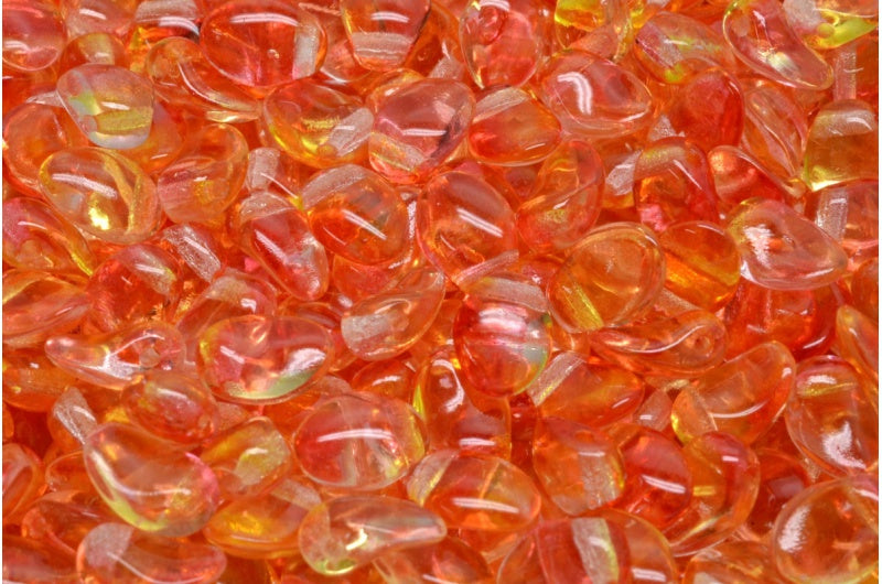 Tulip Petal Beads, Crystal Red Orange (00030-48001), Glass, Czech Republic