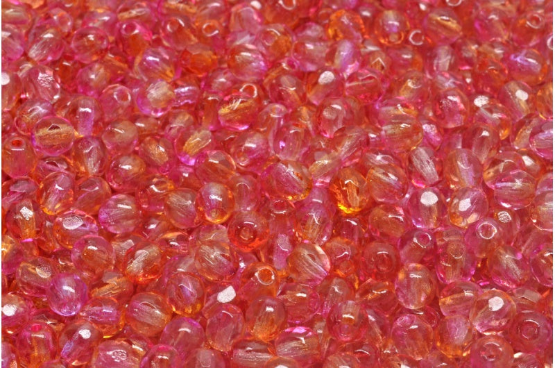 多面圆形火抛光珠,水晶 48016 (00030-48016),玻璃,捷克共和国