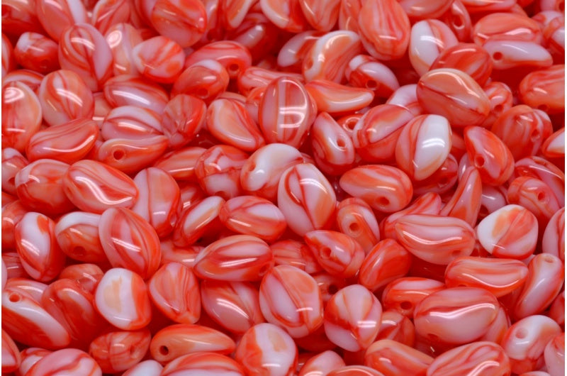 Tulip Petal Beads, Coral (07913), Glass, Czech Republic