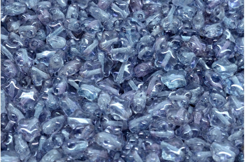 Flat Star Beads, Crystal Terracotta Blue (00030-15464), Glass, Czech Republic