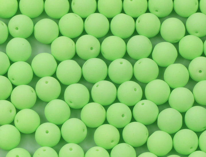 OUTLET 10 克圆形 Druck 珠子,6 x 6 毫米,淡色霓虹绿色 (92924),玻璃,日本