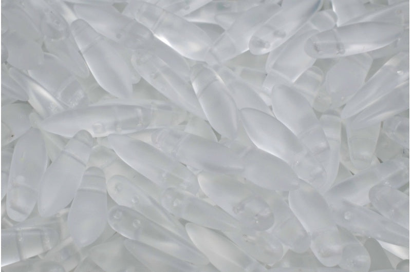 OUTLET 10 grams 2-Hole Dagger Beads, 5 x 16 mm, Crystal Matte (00030-84100), Glass, Czech Republic