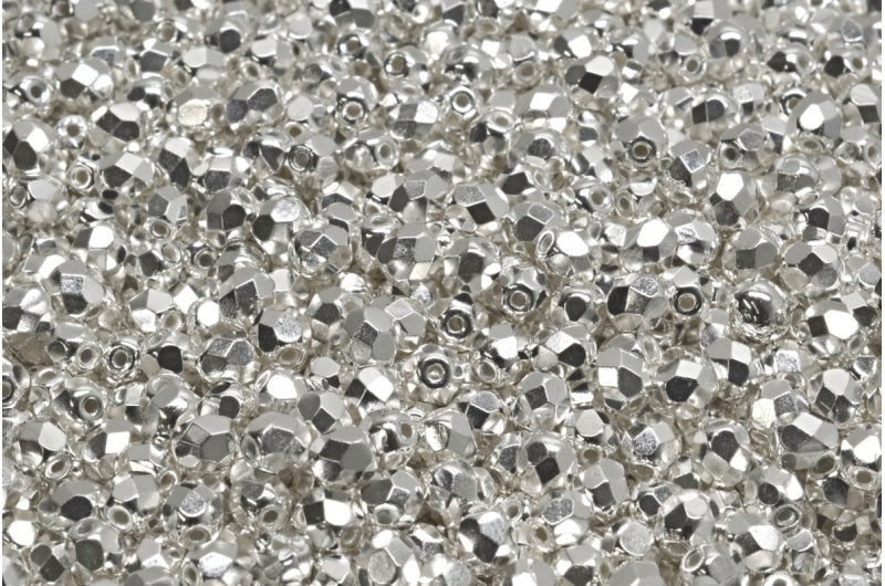 ファセット加工ビーズラウンド、クリスタルオパールブルー(00030-31000)、ボヘミアクリスタルガラス、チェコ共和国