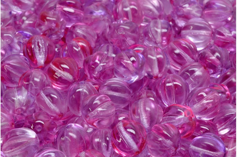 メロンビーズ、クリスタルピンクパープル(00030-48020)、ガラス、チェコ共和国