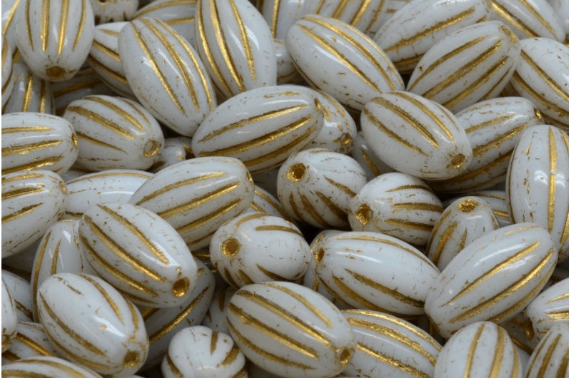 橄榄瓜珠,白金内衬 (02010-54302),玻璃,捷克共和国