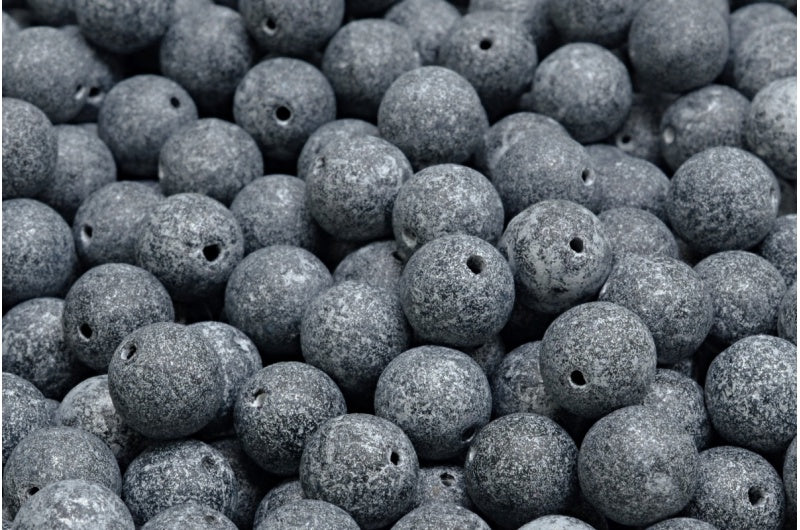 圆形 Druck 珠子,黑色蚀刻银衬里 (23980-ETCH-54301),玻璃,捷克共和国