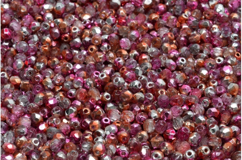 多面圆形火抛光珠,水晶 48216 (00030-48216),玻璃,捷克共和国