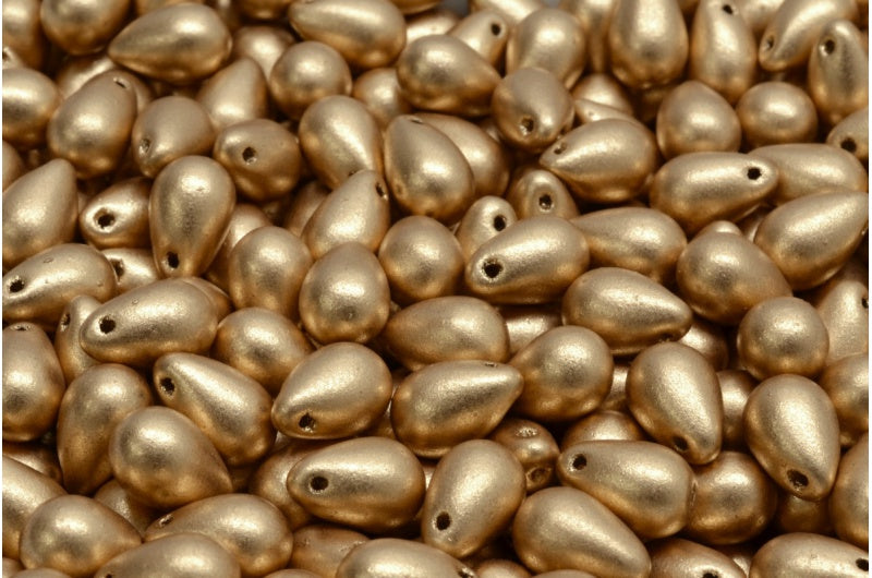 OUTLET 10 grams Drop Beads, 6 x 9 mm, Crystal Aztec Pale Gold (00030-01710), Glass, Czech Republic