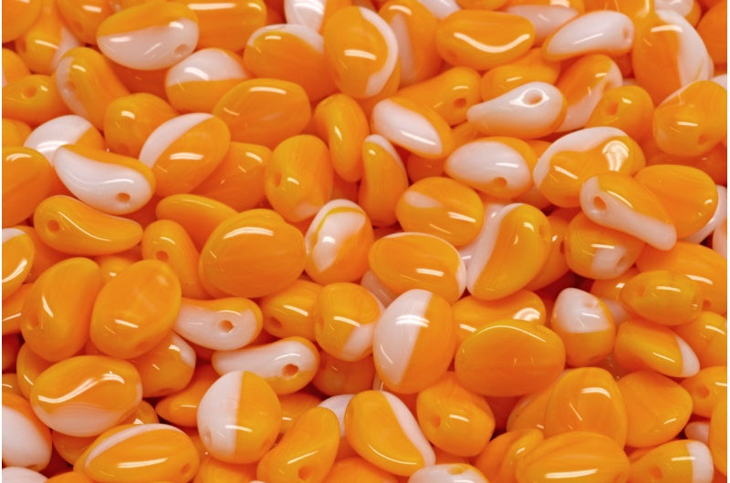 Tulip Petal Beads, White 81260 (02010-81260), Glass, Czech Republic