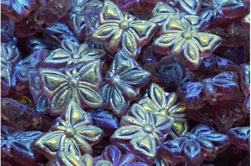 蝴蝶珠,透明光紫水晶哑光 Ab (20040-84100-28701),玻璃,捷克共和国