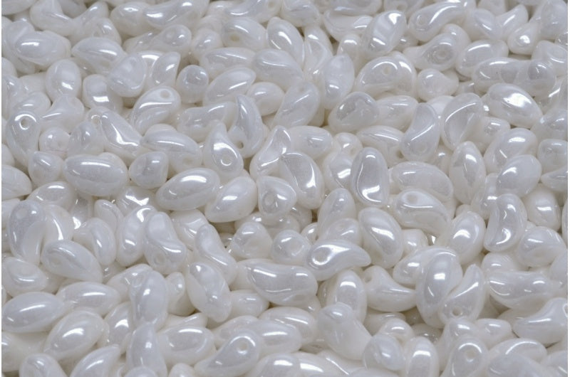 チューリップの花びらビーズ、ホワイトヘマタイト(02010-14400)、ガラス、チェコ共和国