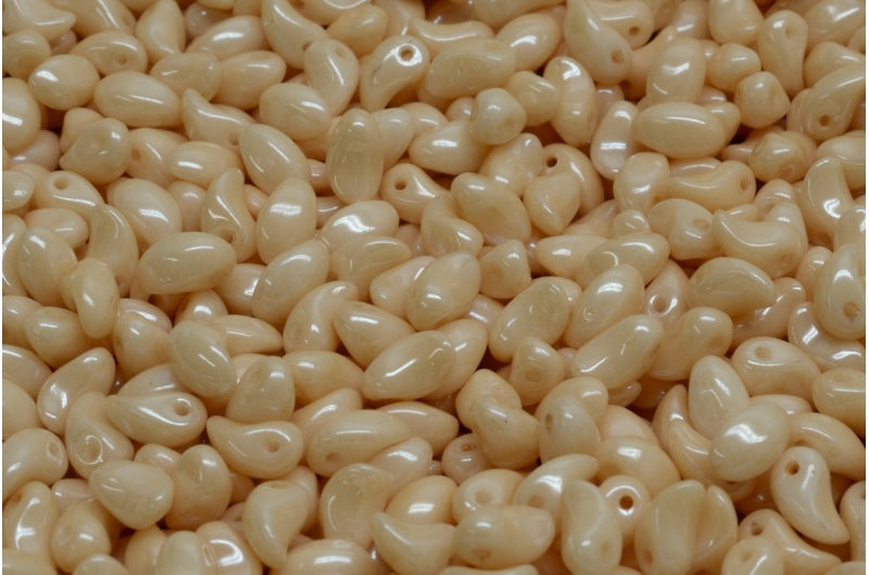 郁金香花瓣珠,白色光泽棕色全涂层(02010-14413),玻璃,捷克共和国