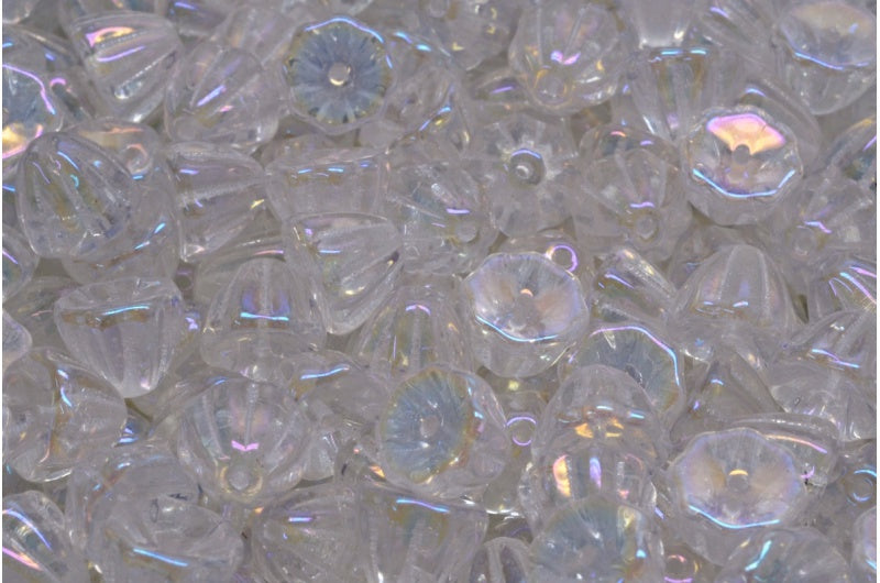 OUTLET 10 grams Flower Cupola Beads, 7 x 9 mm, Crystal Rainbow Iris (00030-21405), Glass, Czech Republic
