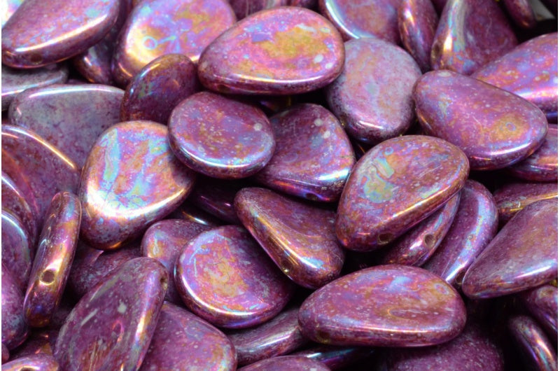 アネモネの花びらビーズ、ホワイトベガアイリス(02010-15781)、ガラス、チェコ共和国