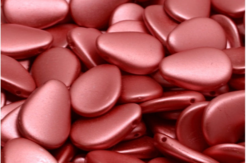 アネモネの花びらビーズ、ホワイトダークコーラル(02010-25010)、ガラス、チェコ共和国