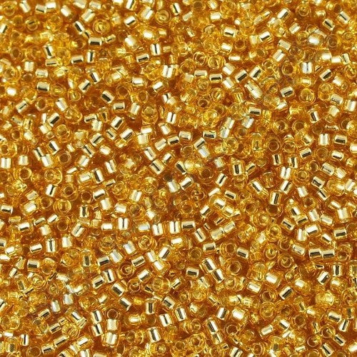 Miyuki Delica Glass Seed Beads, Silver Lined Gold (#0042), Glass, Japan