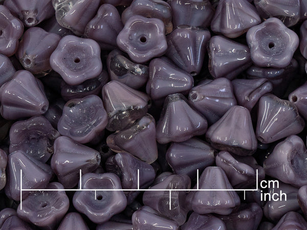 OUTLET 10 grams Bell Flower Beads, 8 x 10 mm, Silk Purple (26010), Glass, Czech Republic