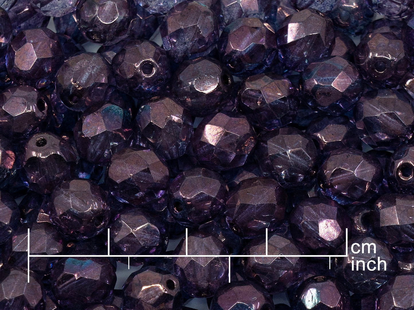 アウトレット 250g ファイアポリッシュラウンドファセットビーズ、8mm、クリスタルパープル (151-19001-08x08-00030-15726)