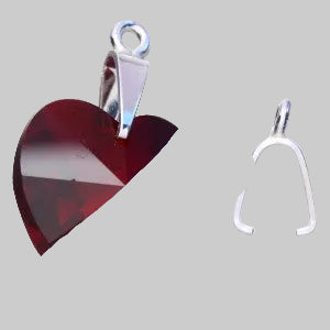 Pendant Pinch Bail with Loop, approx. 7x5 mm, Sterling Silver 925