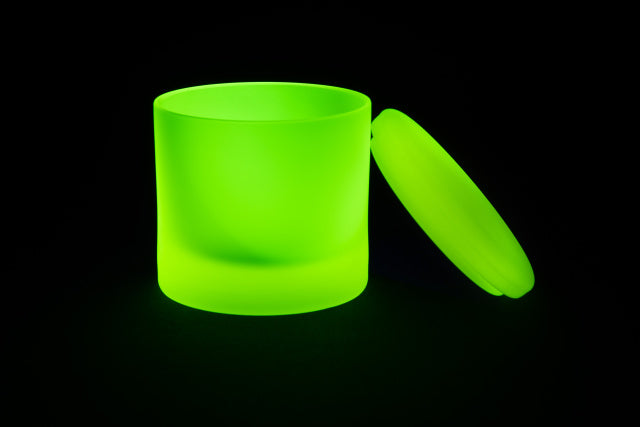 Uranium Glass Tableware (Glow under UV) - Jewelry Box / Bowl with Lid - Modern Round, Czech Republic