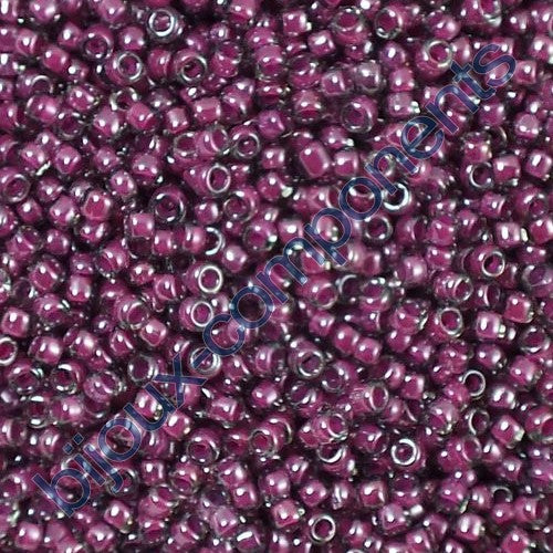 TOHO Round Seed Beads Rocailles, Inside Color Grey Magenta Gray Lined (# 1076), Glass, Japan
