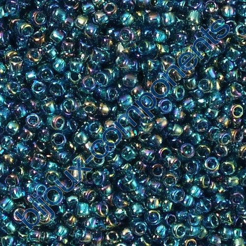 TOHO 圆形种子珠 Rocailles,Trans Rainbow Teal(# 167Bd),玻璃,日本