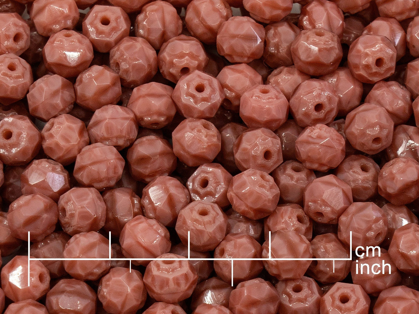 アウトレット 10グラム ファセット加工 ファイアポリッシュ カテドラルビーズ 6 x 6 mm 不透明ピンク (74020) ガラス チェコ共和国