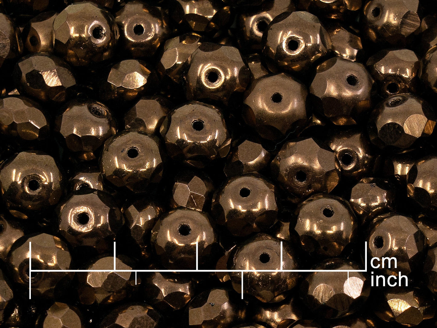 OUTLET 10 grams Faceted Rondelle Fire Polished Beads, 9 x 9 mm, Black Bronze (23980-14415), Glass, Czech Republic