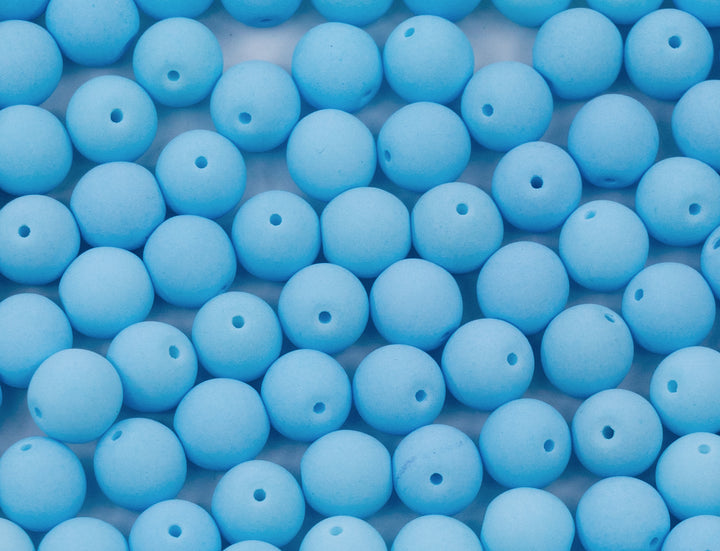 OUTLET 10 克圆形 Druck 珠子,6 x 6 毫米,淡蓝色霓虹灯 (92927),玻璃,捷克共和国