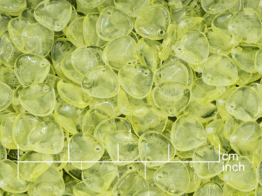 OUTLET 10 克玫瑰花瓣珠,8 x 7 毫米,透明黄色 (80130),玻璃,捷克共和国