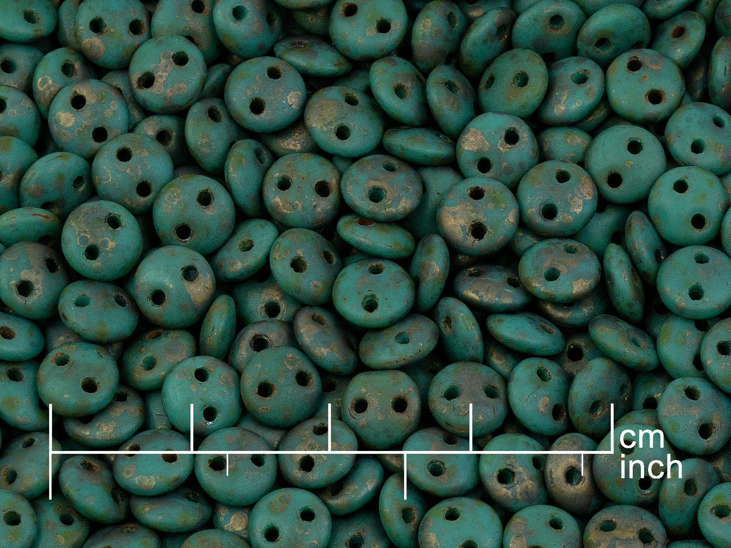 OUTLET 10 grams Round Lentil 2-hole Pressed Beads, Turquise 84695 (63150-84695), Glass, Czech Republic