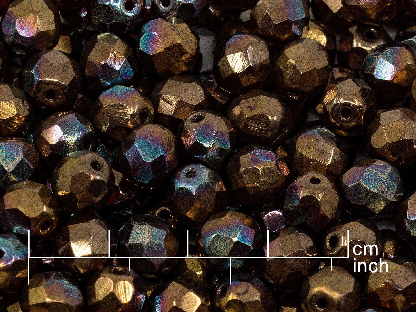 アウトレット 10グラム ファセットラウンドファイアポリッシュビーズ、8 x 8 mm、ルビーレッドベガII(90080-15780)、ガラス、チェコ共和国