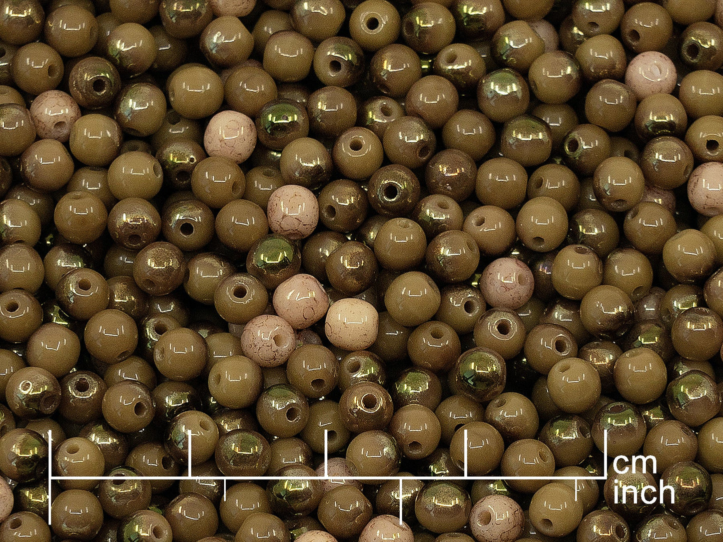 OUTLET 250g Round Druck Beads, 4 mm, 13080 Luster Red Half Coated (111-19001-04x04-13080-14295)