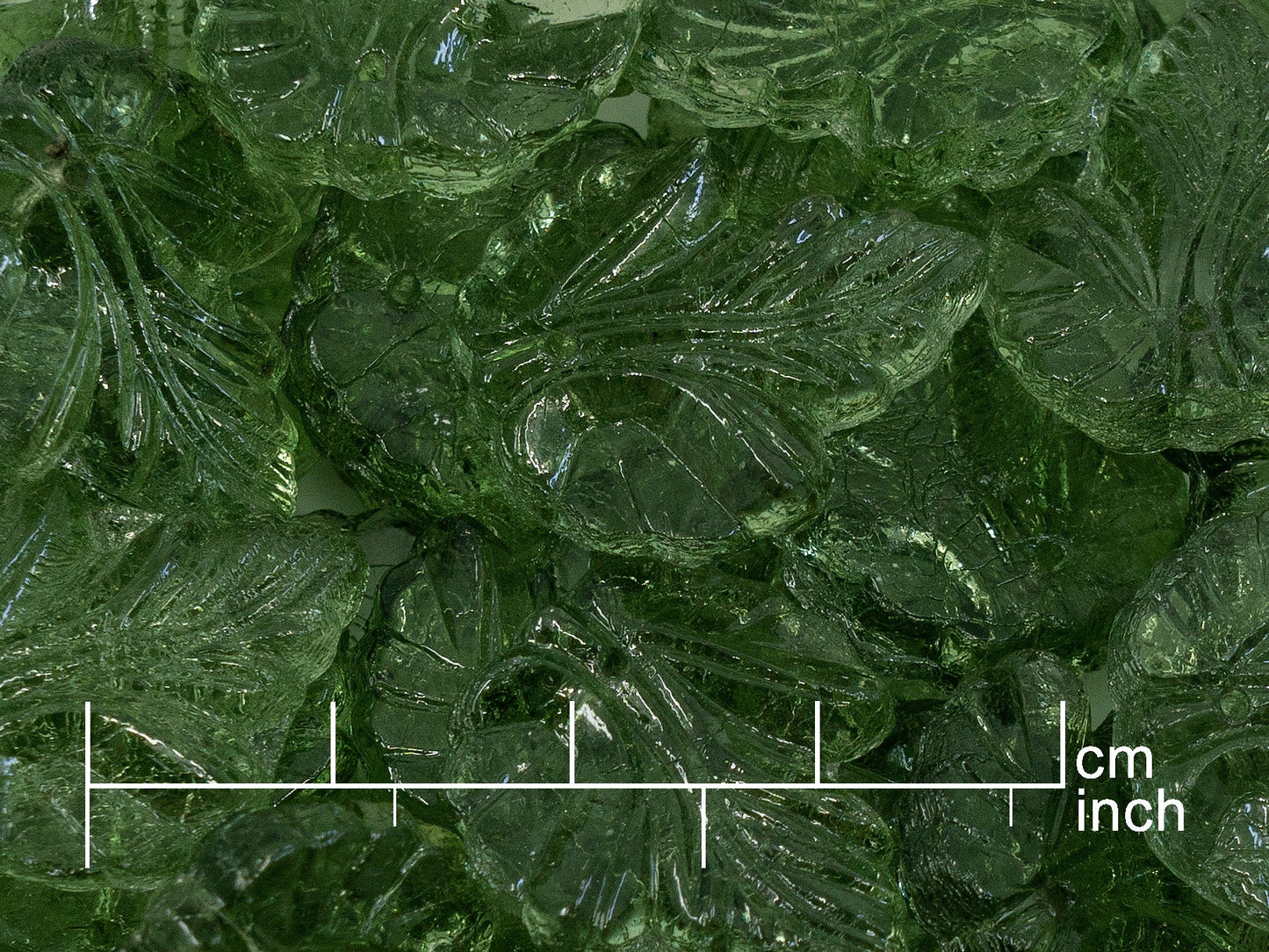 アウトレット 10グラム グレープリーフビーズ、透明グリーン(50100)、ガラス、チェコ共和国