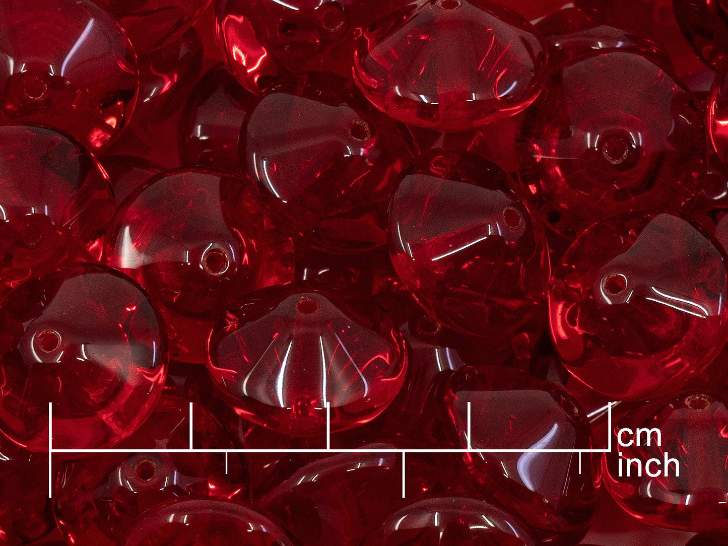 アウトレット 10グラム Rivoili ビーズ、14 x 14 mm、ルビーレッド (90080)、ガラス、チェコ共和国