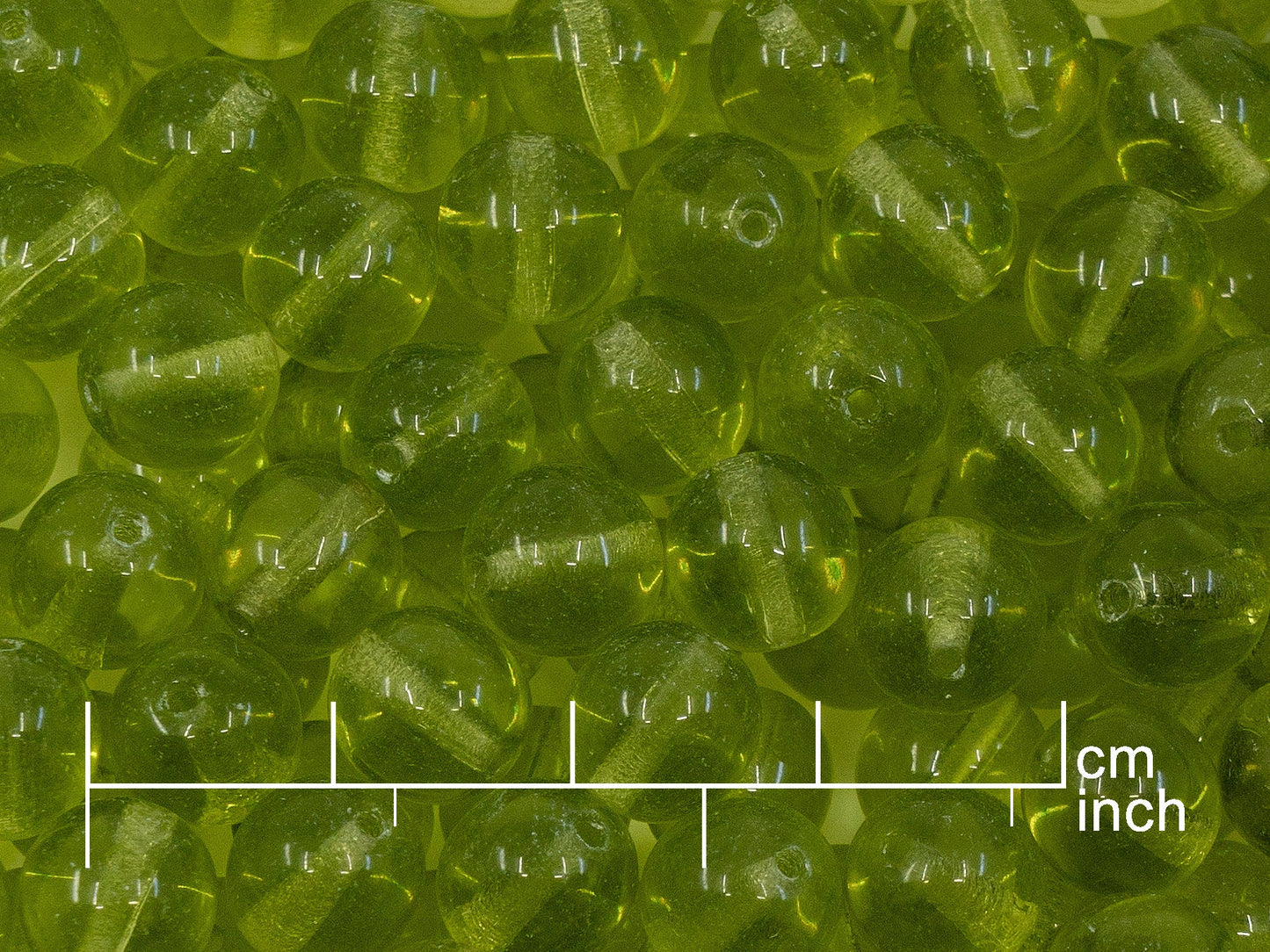 OUTLET 250g Round Druck Beads, 8 mm, Transparent Green (111-19001-08x08-50200)