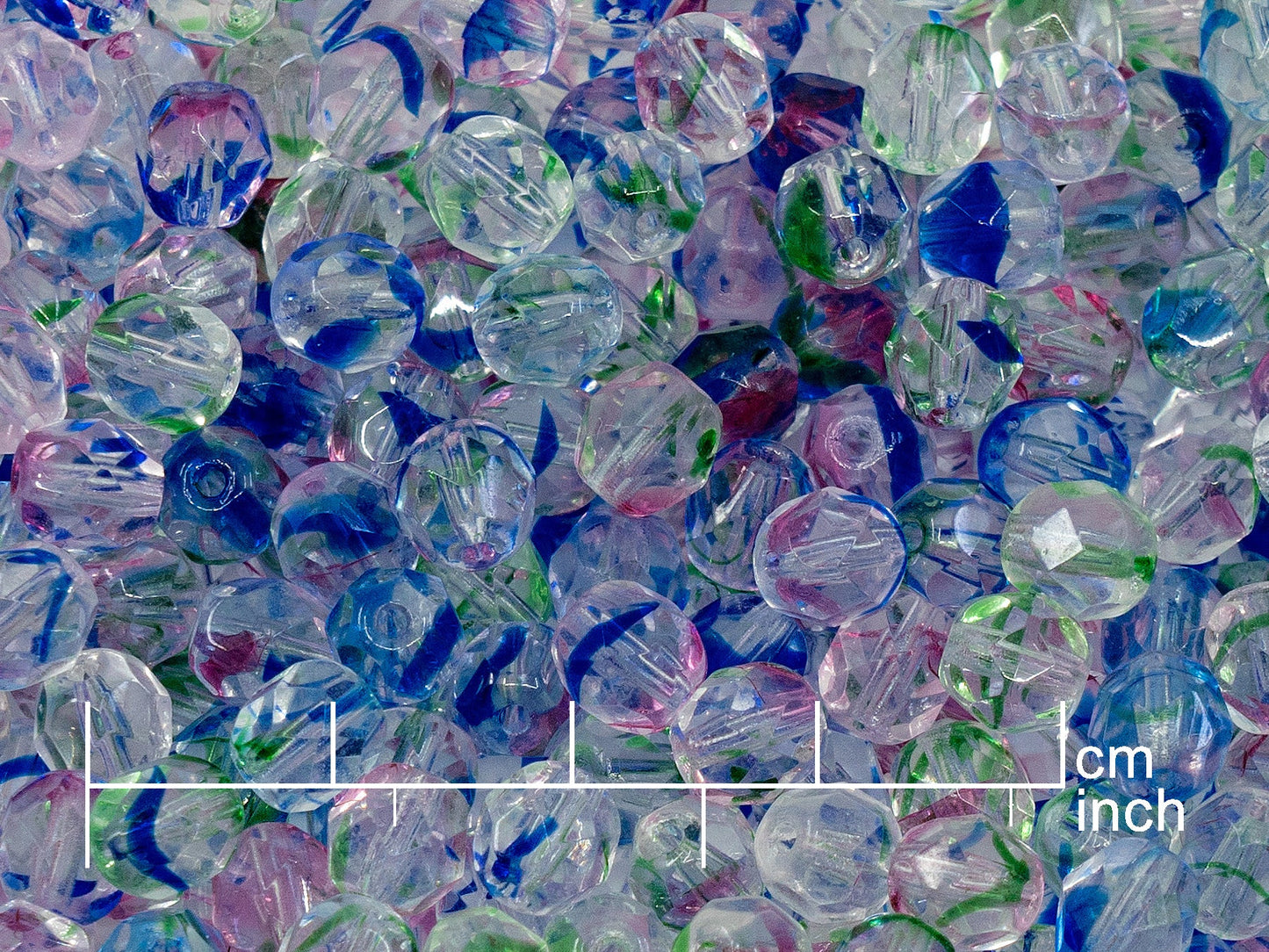 アウトレット 10グラム ファセットラウンドファイアポリッシュビーズ、6 x 6 mm、クリスタルカラフルストライプ(08006)、ガラス、チェコ共和国