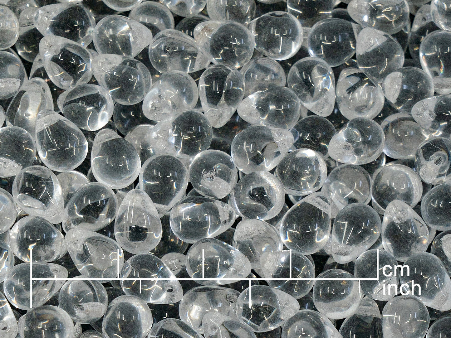 アウトレット グラム ドロップビーズ、6 x 9 mm、クリスタル (00030)、ガラス、チェコ共和国