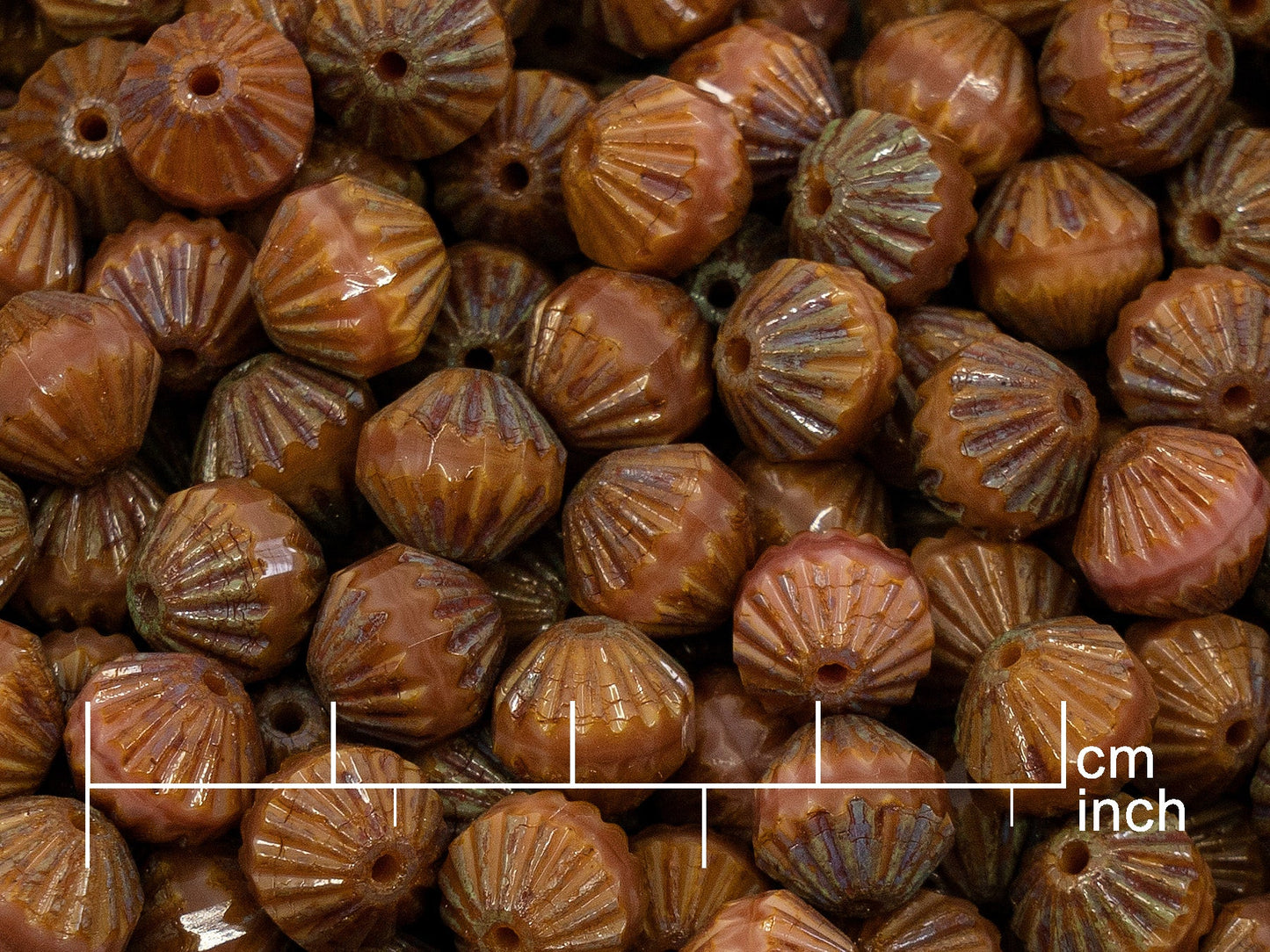 アウトレット 10グラム ファセット加工 ファイアポリッシュ ランタン カテドラル ビーズ、9 x 9 mm、不透明ピンク トラバーチン (74020-86800)、ガラス、チェコ共和国