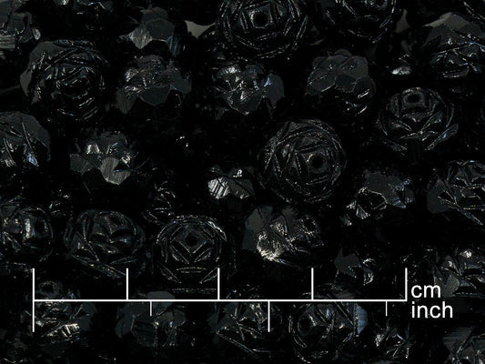 OUTLET 10 grams Cathedral Faceted Fire Polished Beads, 9 x 10 mm, Black (23980), Glass, Czech Republic