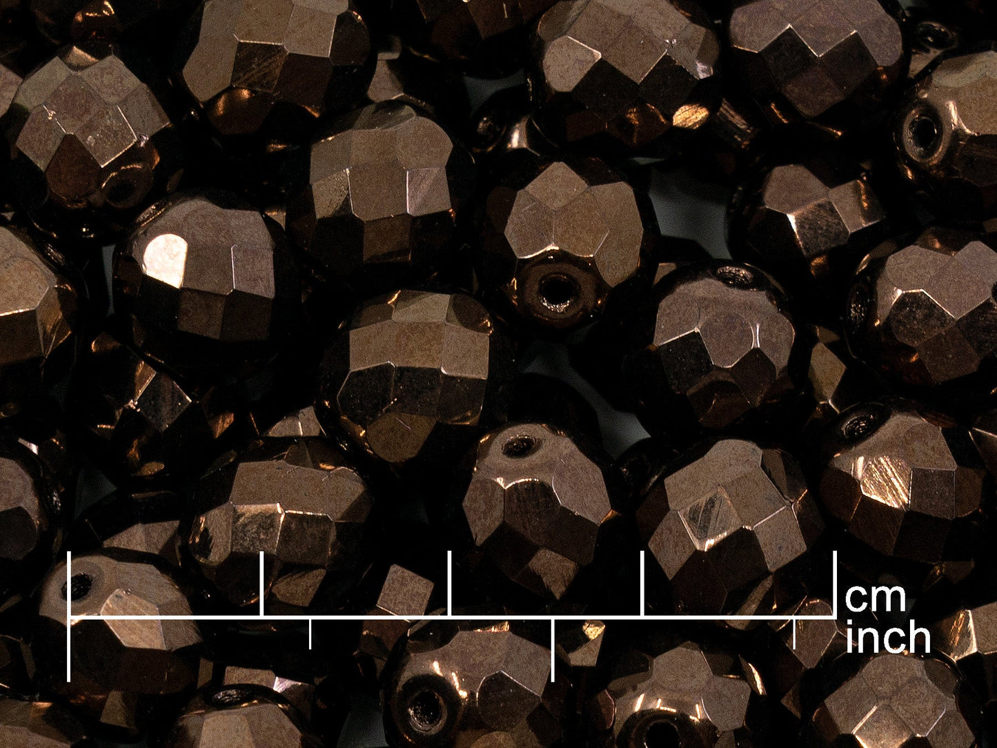 OUTLET 250g Fire Polished Round Faceted Beads, 10 mm, Black Bronze (151-19001-10x10-23980-14415)